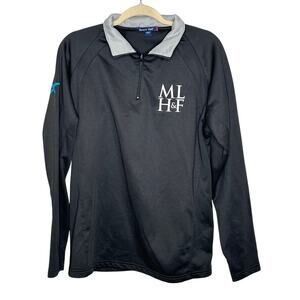 Sport Tek Black Long Sleeve Henley Shirt Graphic Print Activewear Collegiate M